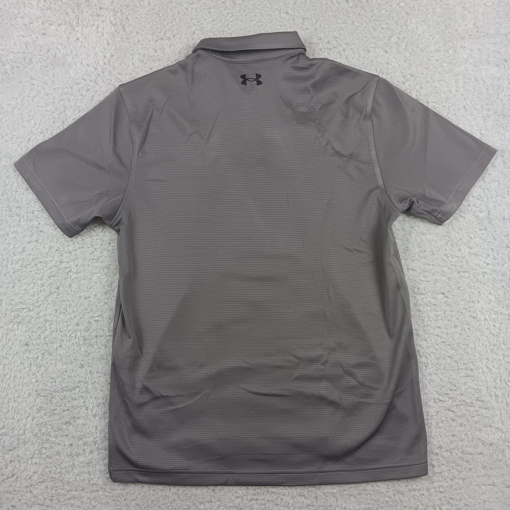 Under Armour Polo Shirt Loose Mens Medium Gray Knight Shield Embroidered Logo - Picture 2 of 8